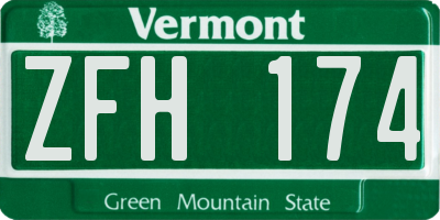 VT license plate ZFH174