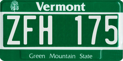 VT license plate ZFH175
