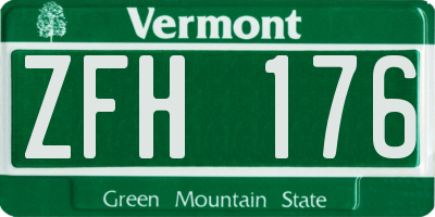 VT license plate ZFH176