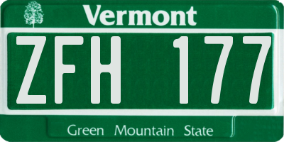 VT license plate ZFH177