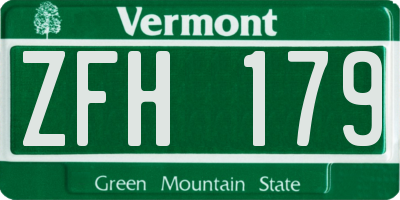 VT license plate ZFH179
