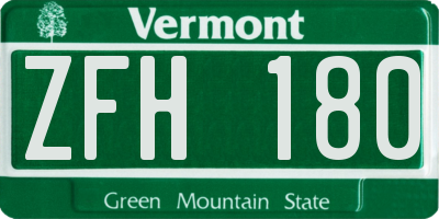 VT license plate ZFH180