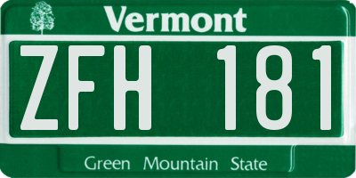 VT license plate ZFH181