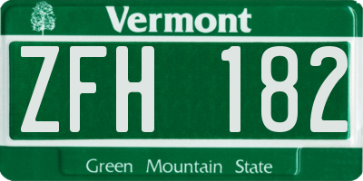 VT license plate ZFH182