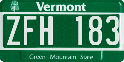 VT license plate ZFH183