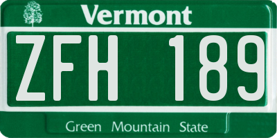 VT license plate ZFH189