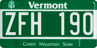VT license plate ZFH190