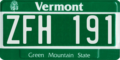 VT license plate ZFH191