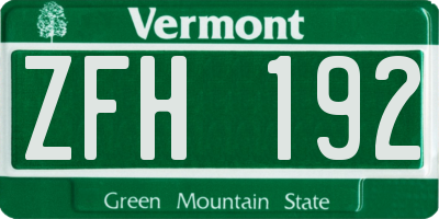 VT license plate ZFH192