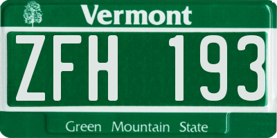 VT license plate ZFH193