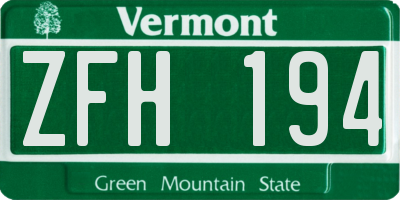 VT license plate ZFH194