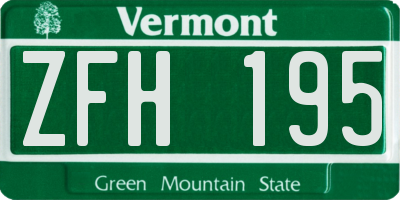VT license plate ZFH195