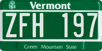 VT license plate ZFH197