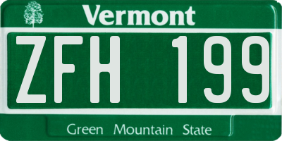 VT license plate ZFH199