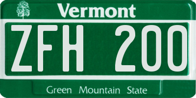 VT license plate ZFH200