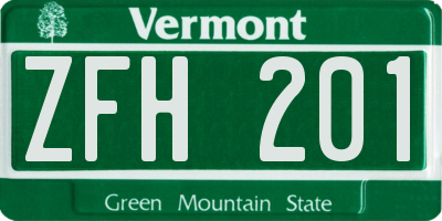 VT license plate ZFH201