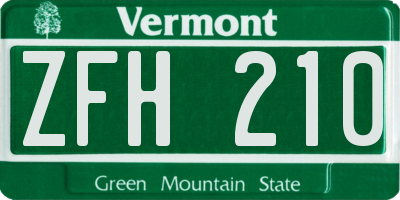 VT license plate ZFH210
