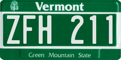 VT license plate ZFH211