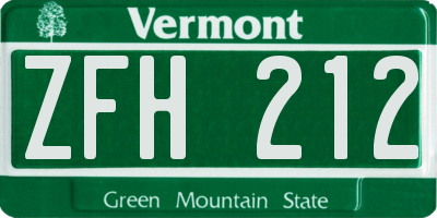 VT license plate ZFH212
