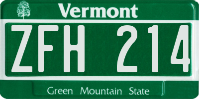VT license plate ZFH214