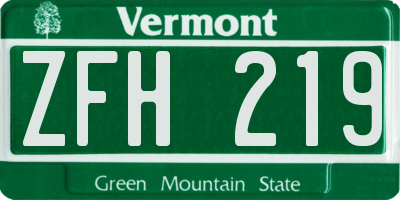 VT license plate ZFH219