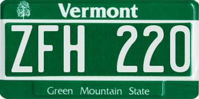 VT license plate ZFH220