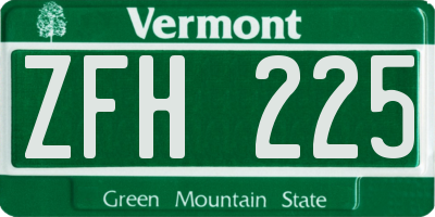 VT license plate ZFH225