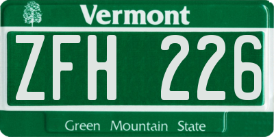 VT license plate ZFH226