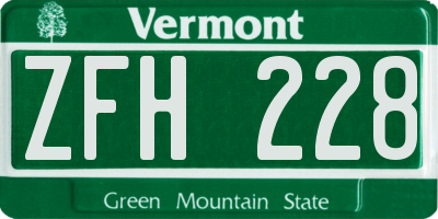 VT license plate ZFH228