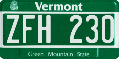 VT license plate ZFH230