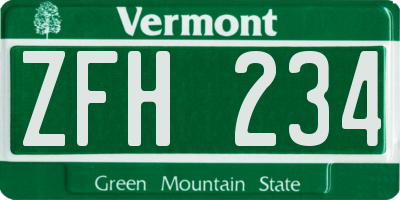 VT license plate ZFH234