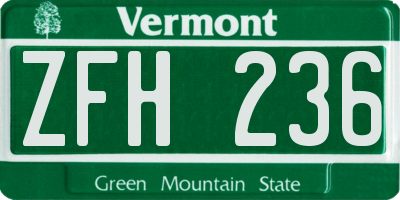 VT license plate ZFH236