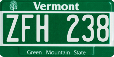 VT license plate ZFH238