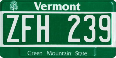 VT license plate ZFH239
