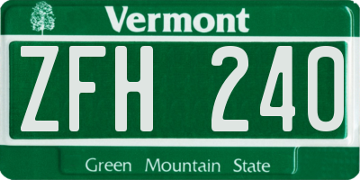 VT license plate ZFH240