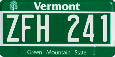 VT license plate ZFH241