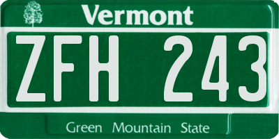 VT license plate ZFH243