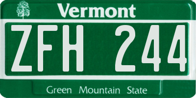VT license plate ZFH244