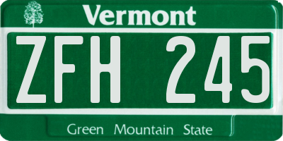 VT license plate ZFH245