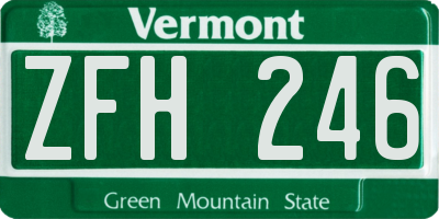 VT license plate ZFH246