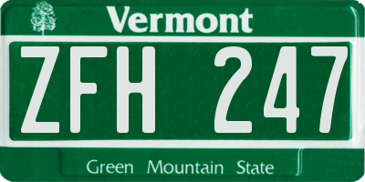 VT license plate ZFH247