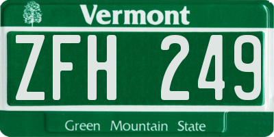 VT license plate ZFH249