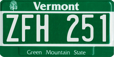 VT license plate ZFH251