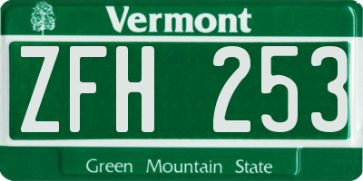 VT license plate ZFH253