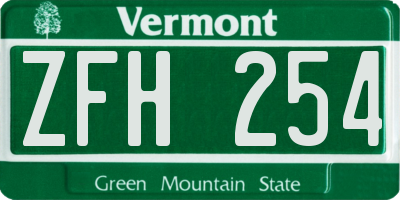 VT license plate ZFH254