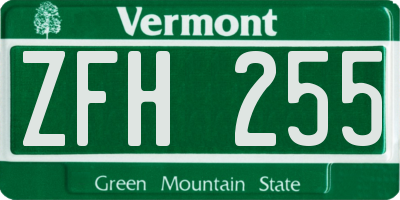 VT license plate ZFH255