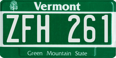 VT license plate ZFH261