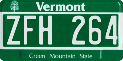 VT license plate ZFH264