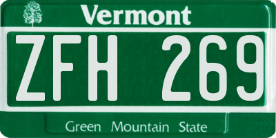VT license plate ZFH269