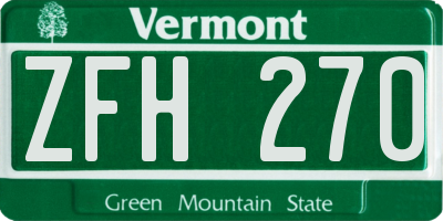 VT license plate ZFH270